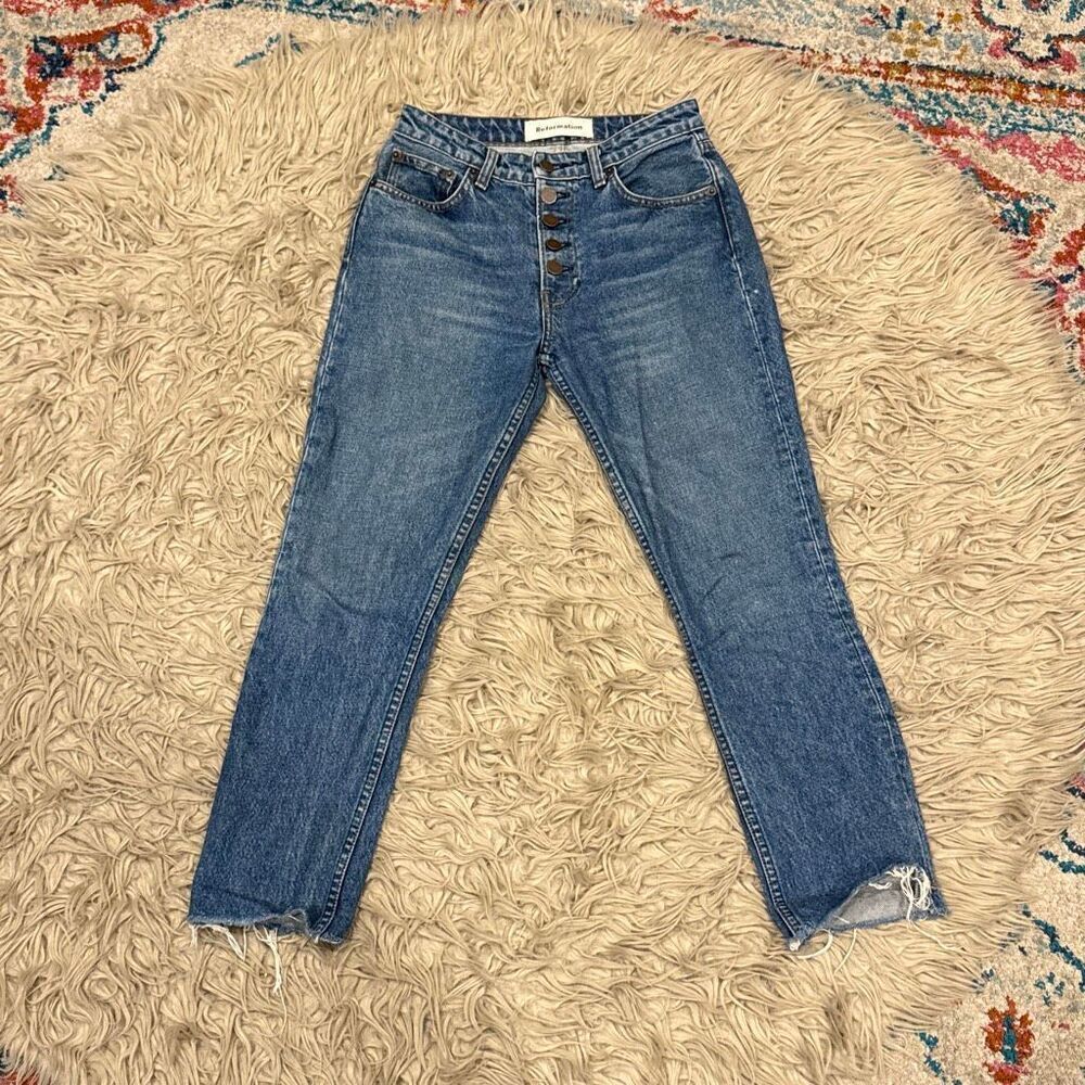 Reformation mid rise button fly jeans size 24